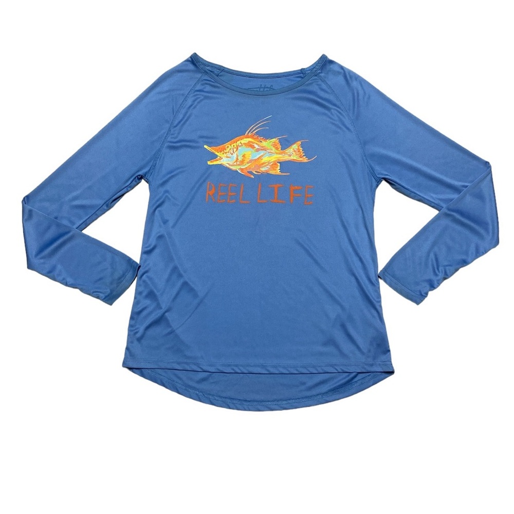 Reel Life Rashguard Long Sleeve Shirt Women’s XXL Blue Swimwear Top UVP50